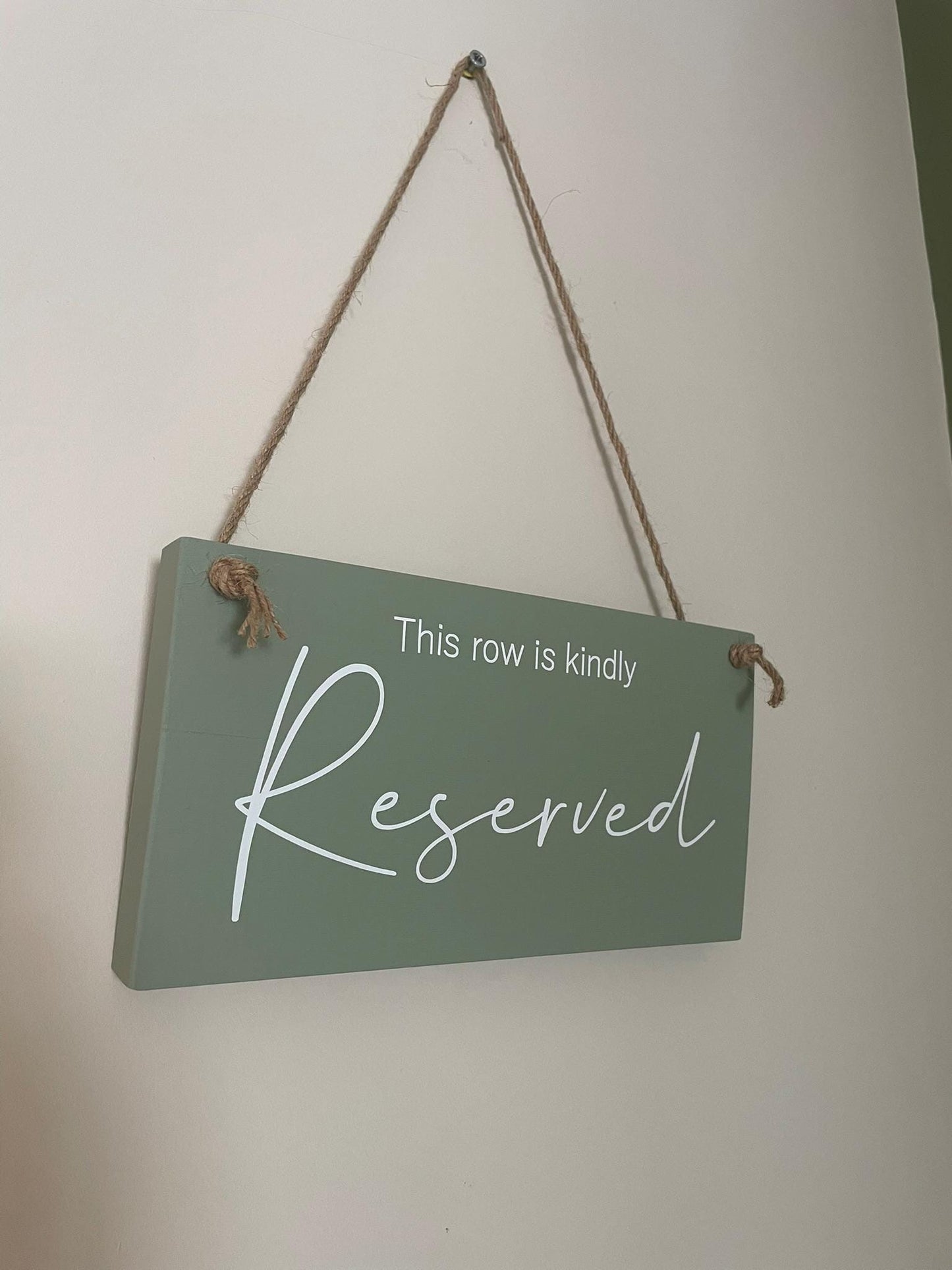 Wooden SAGE reserved chair sign, seat & pew sign, wedding ceremony decor.
