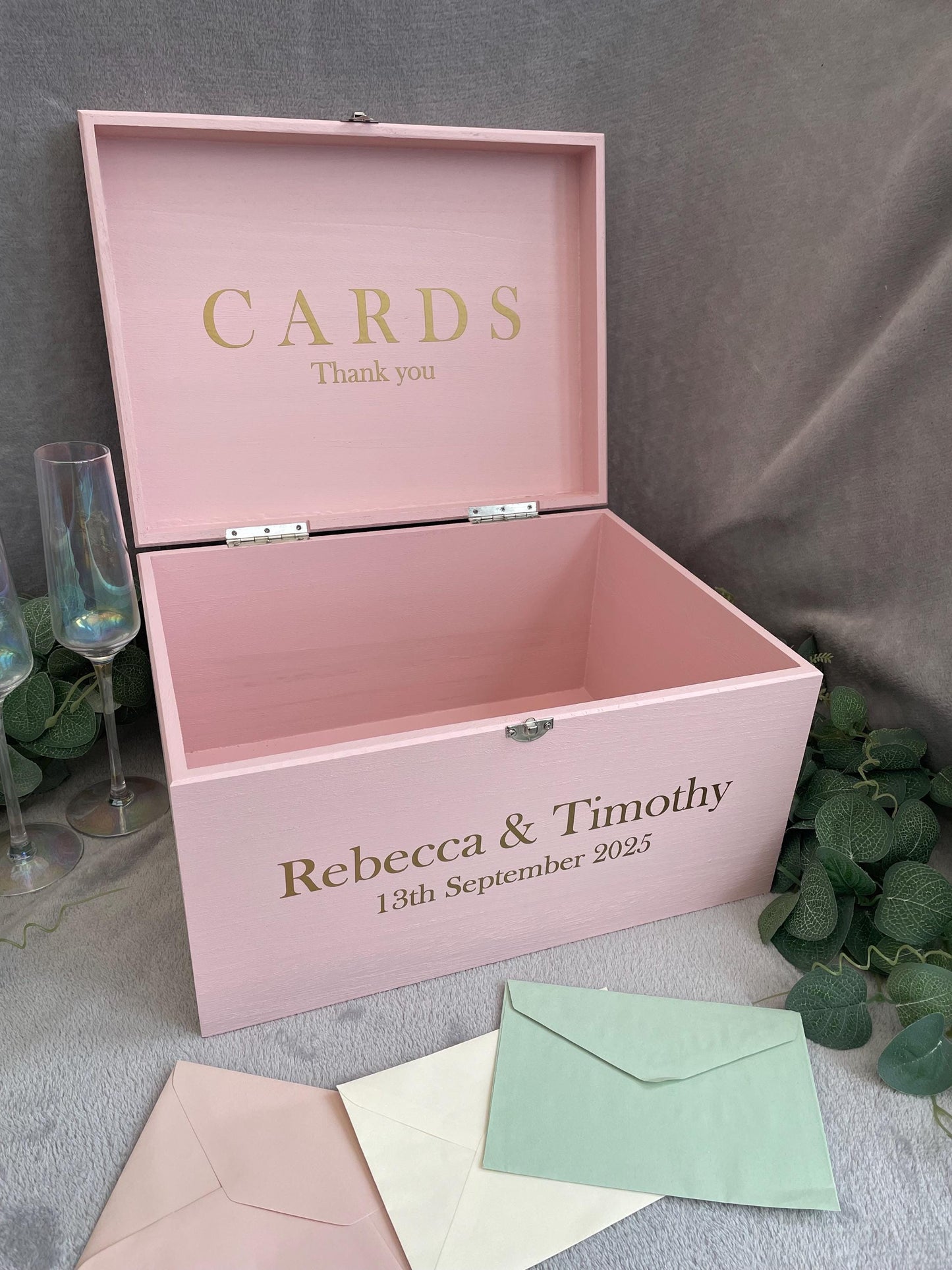 Personalised BLUSH wedding card box, Wedding memory box, Wedding keepsake box, Wooden Wedding box, pink wedding post box