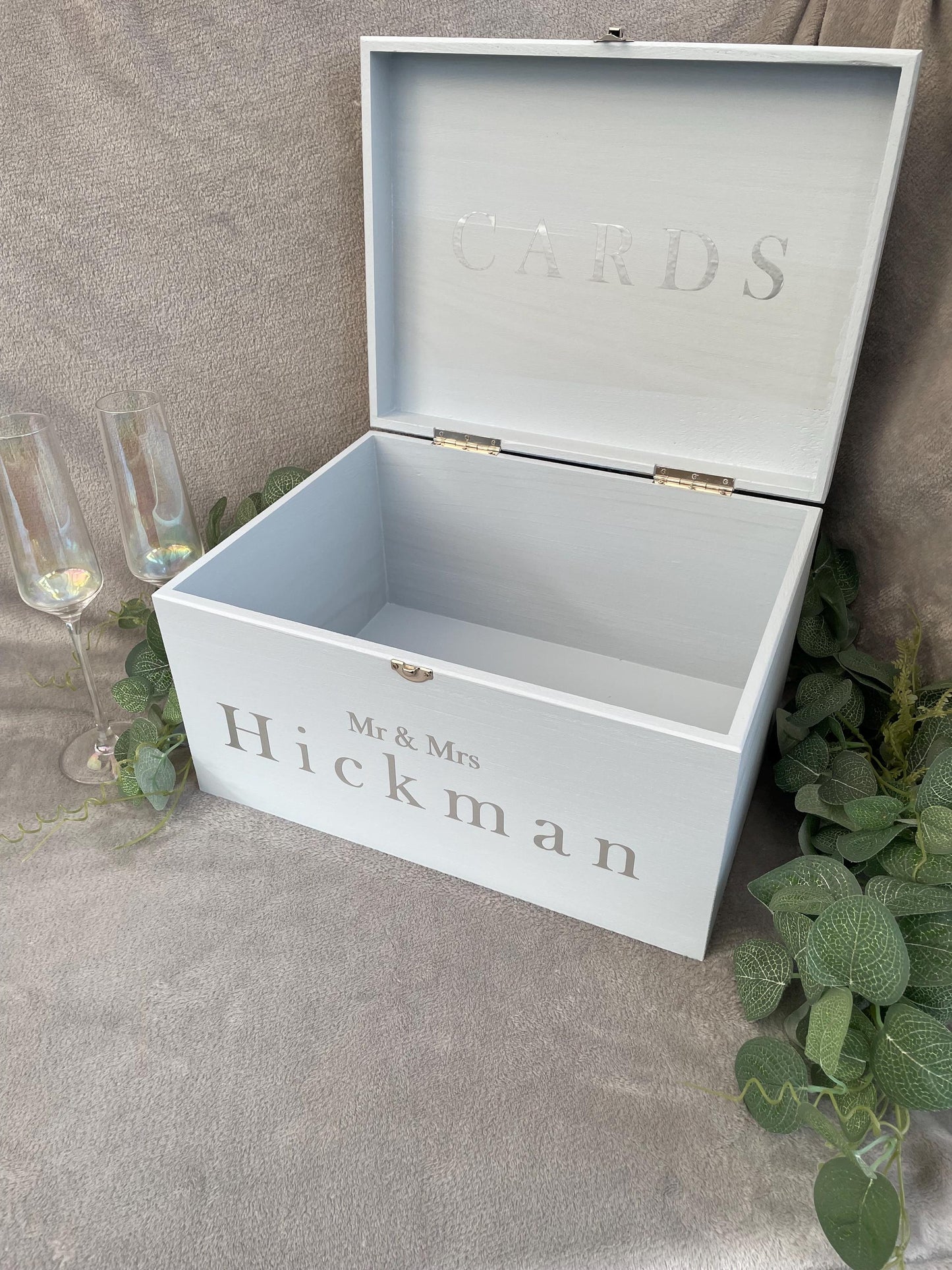 Personalised CORNFLOWER wedding card box, Wedding memory box, Wedding keepsake box, Wooden Wedding box, blue wedding post box