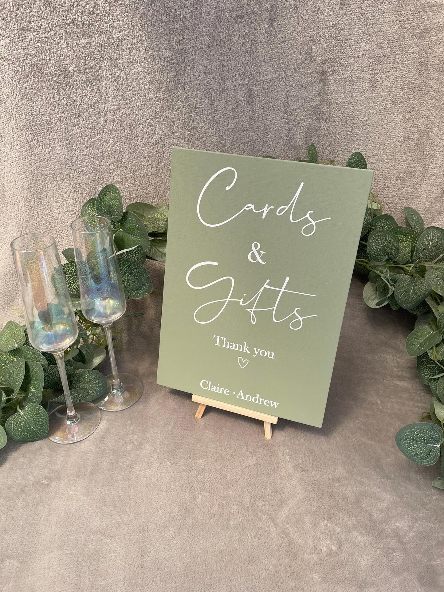 Personalised SAGE wooden cards & gifts sign (other colours available).