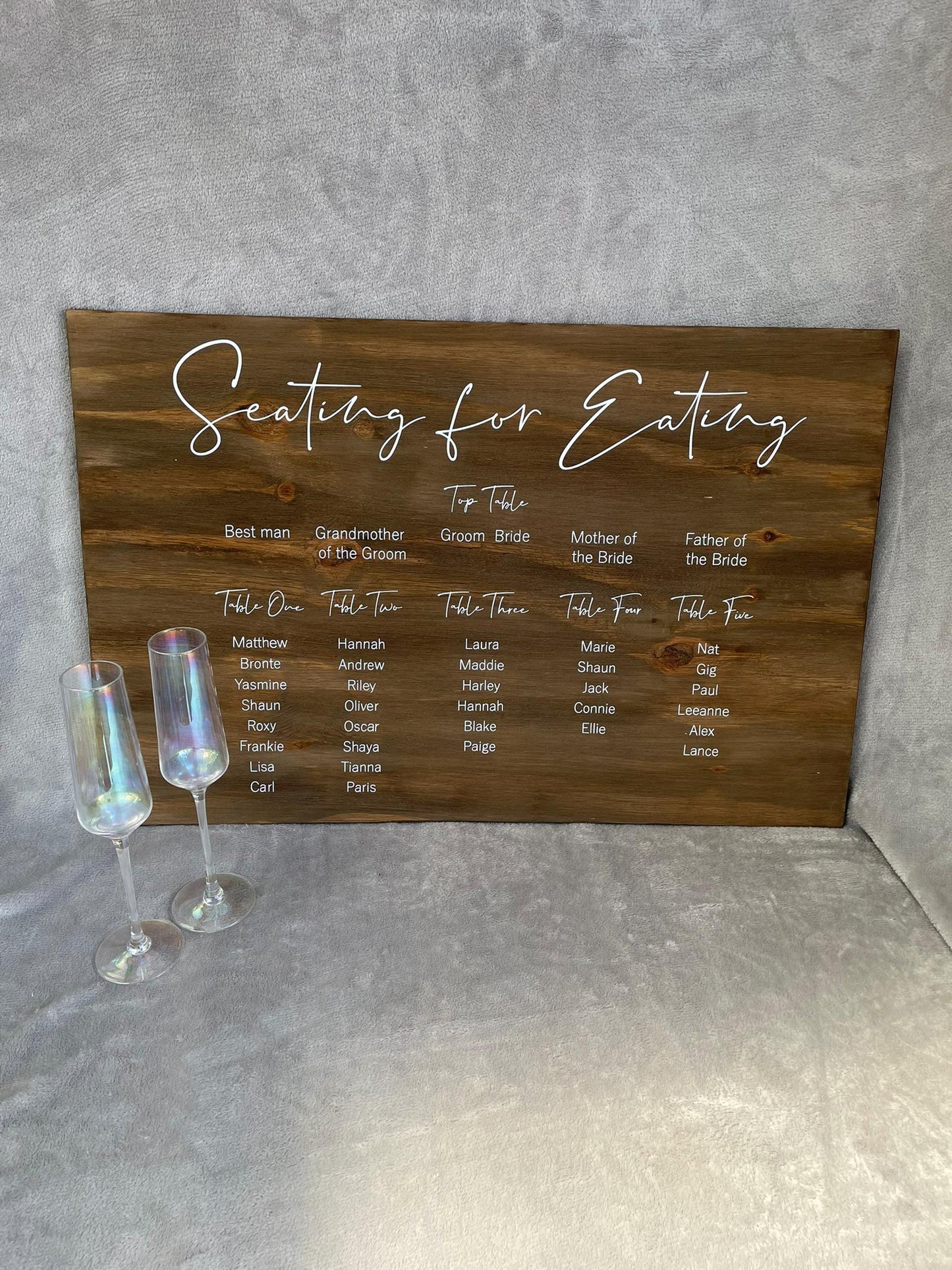 Wooden RUSTIC seating plan, wedding reception decor.