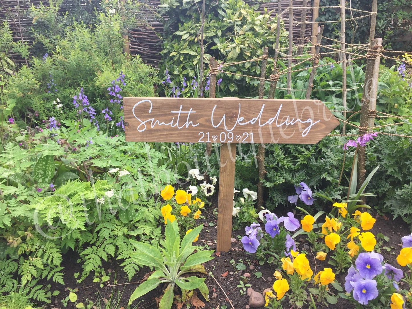 Personalised RUSTIC Wooden event direction sign.