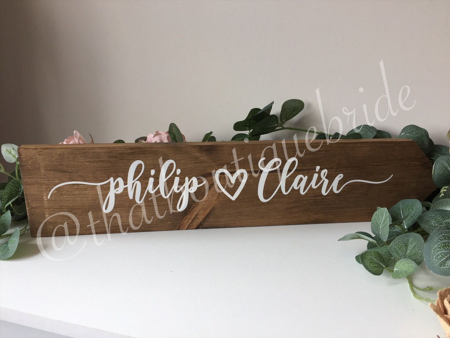 Personalised, RUSTIC wooden event direction sign.