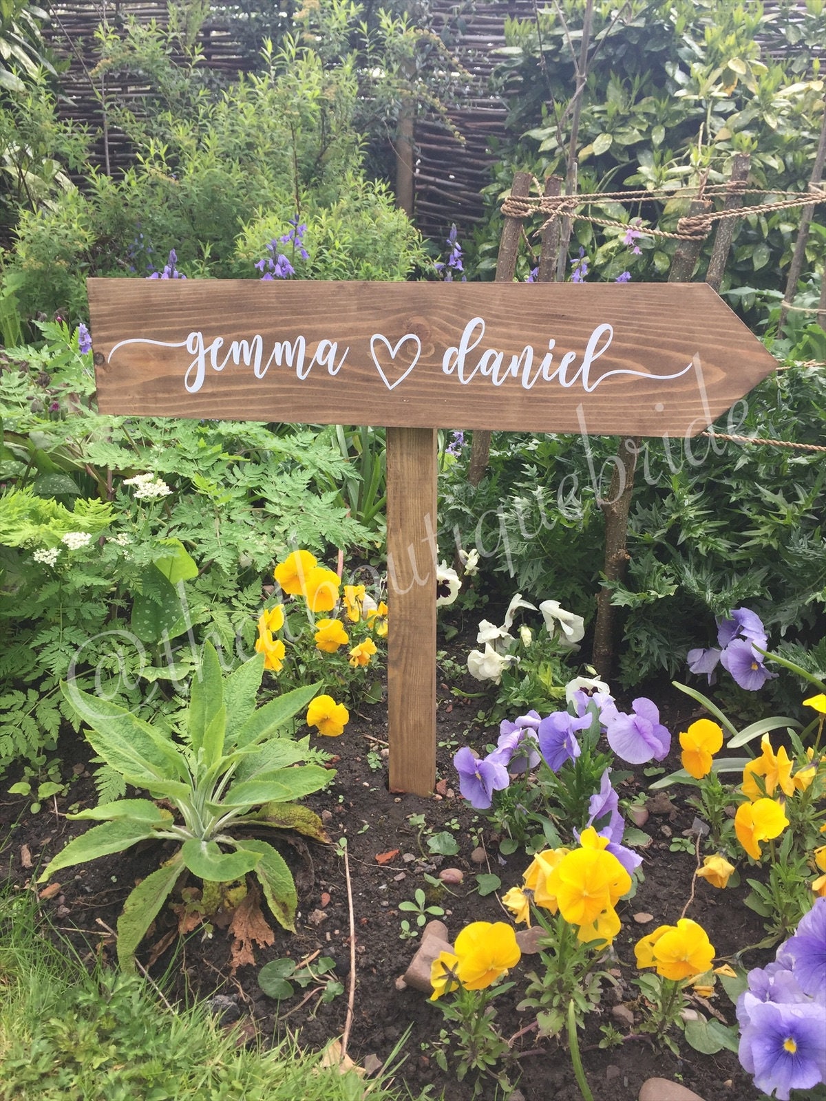 Personalised, RUSTIC wooden event direction sign.