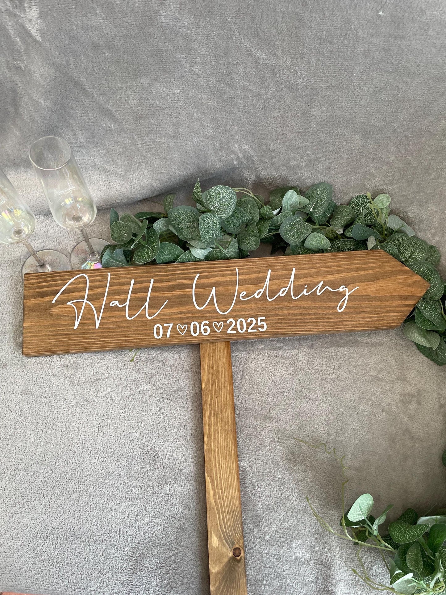 Personalised RUSTIC Wooden event direction sign.