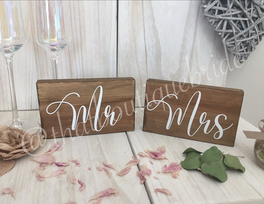 Couples RUSTIC wooden table signs, rustic wedding reception table decor,