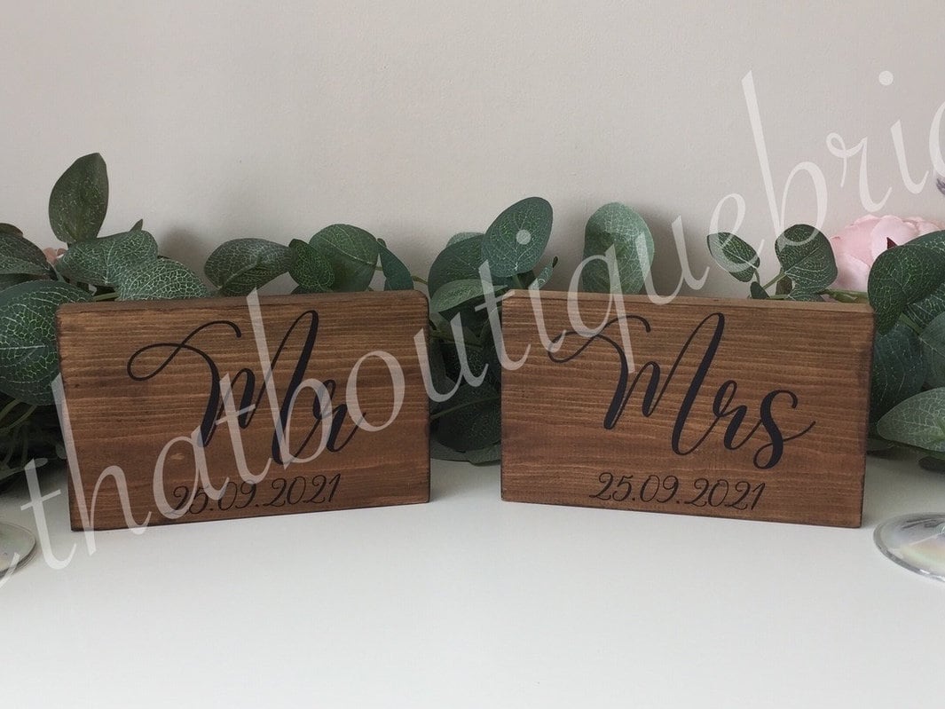 Couples RUSTIC wooden table signs, rustic wedding reception table decor,