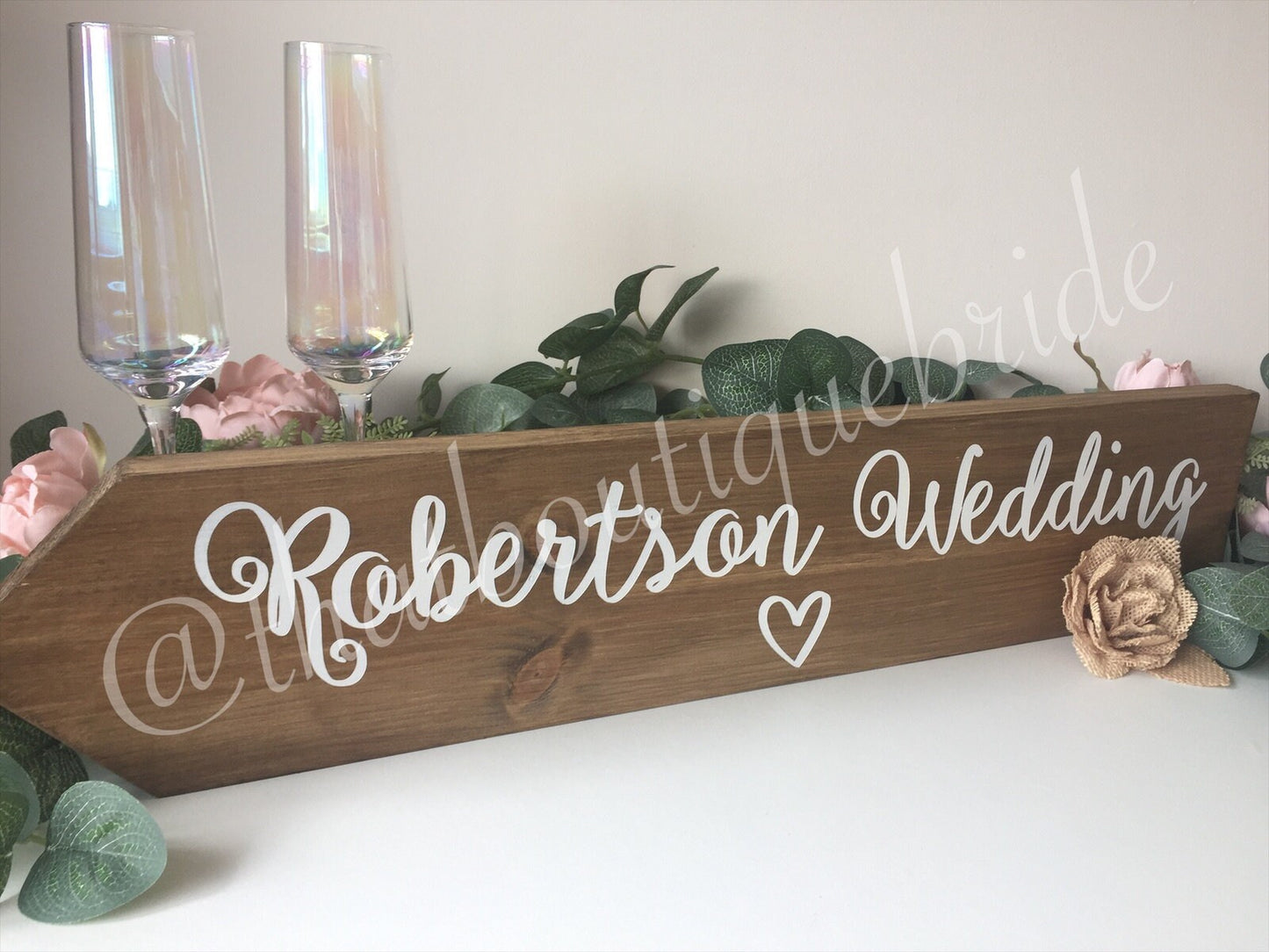 Personalised, RUSTIC wooden event direction sign.