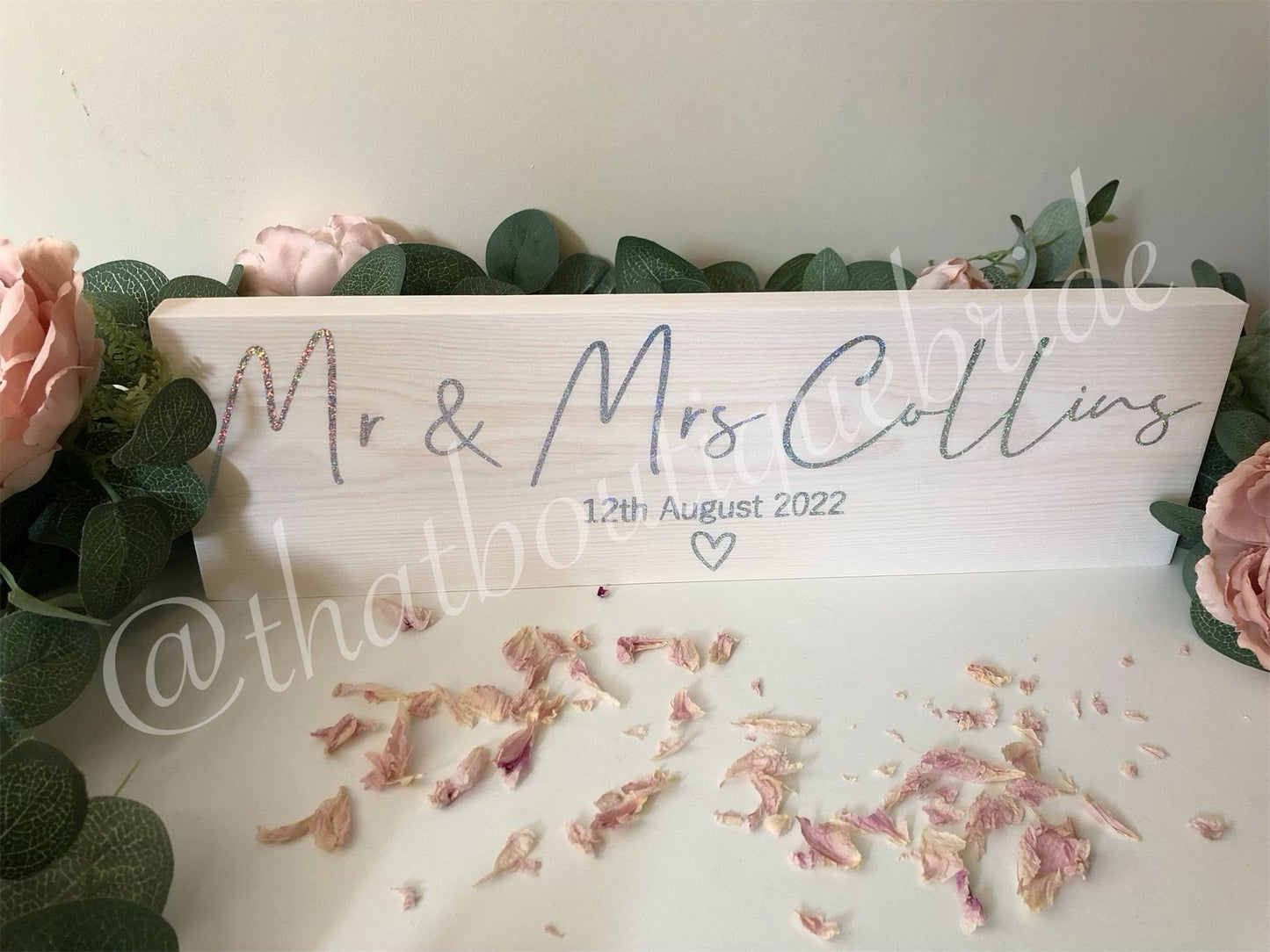 Wooden WHITE table sign, wedding reception table decor