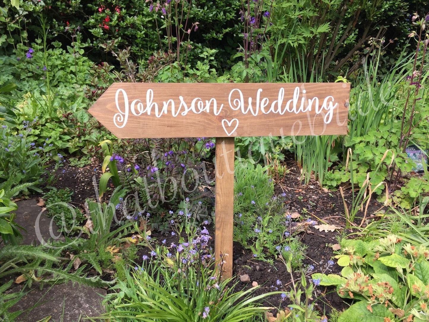 Personalised, RUSTIC wooden event direction sign.