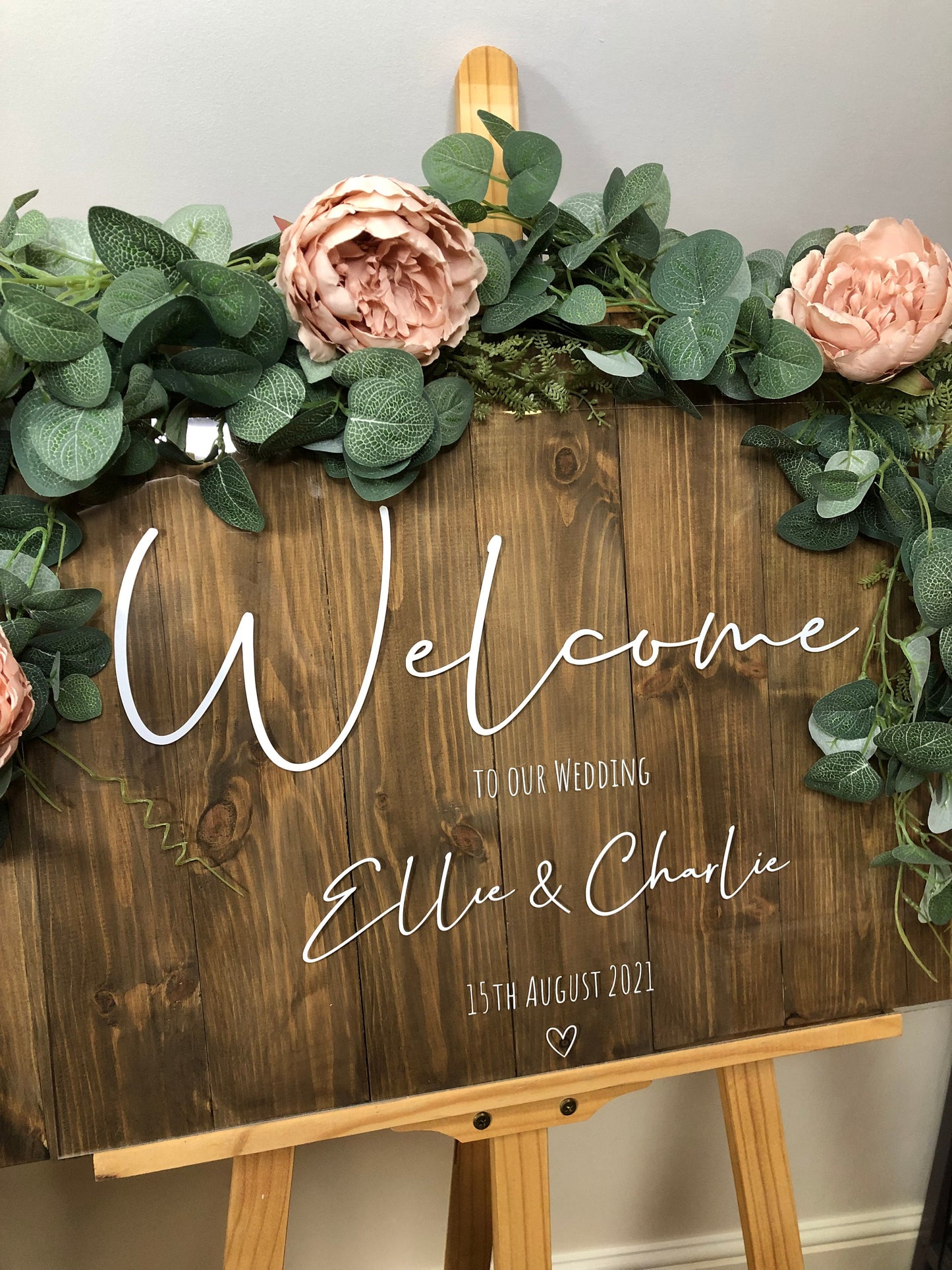 Wooden RUSTIC wedding welcome sign, wedding reception decor.