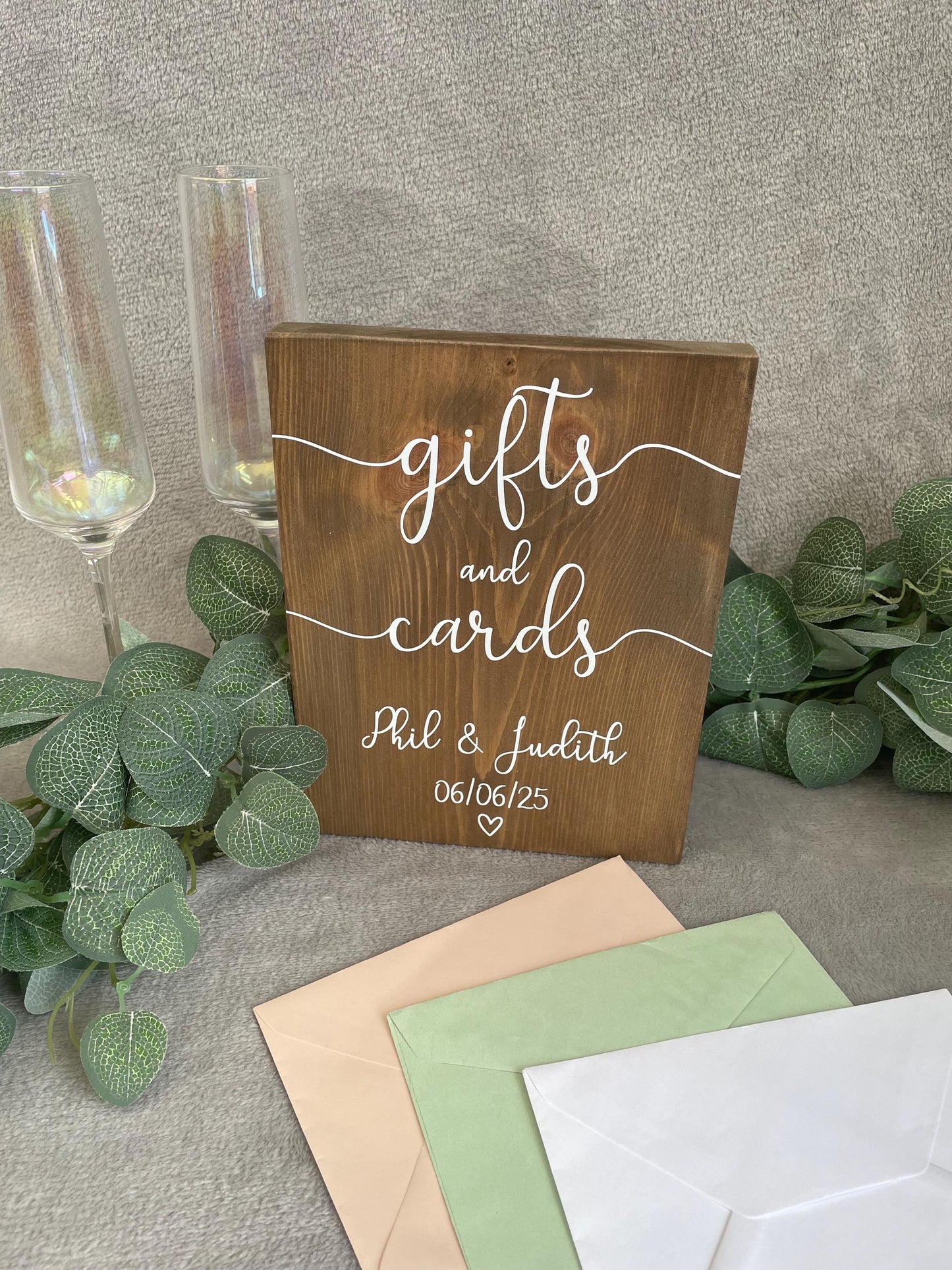Wooden RUSTIC cards & gifts sign, Freestanding wedding reception table decor.