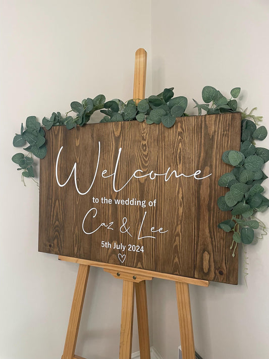 Wooden RUSTIC wedding welcome sign, wedding reception decor.