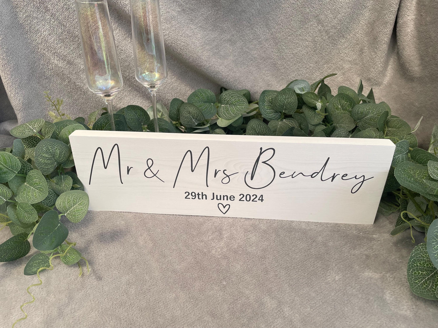 Wooden WHITE table sign, wedding reception table decor