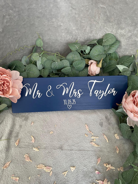 Wooden NAVY table sign, wedding reception table decor