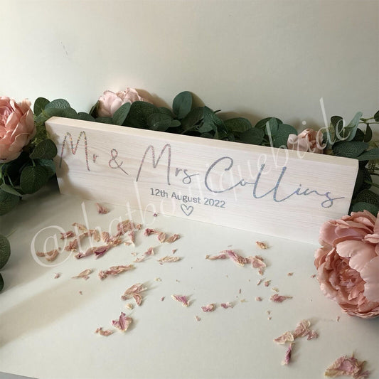 Wooden WHITE table sign, wedding reception table decor