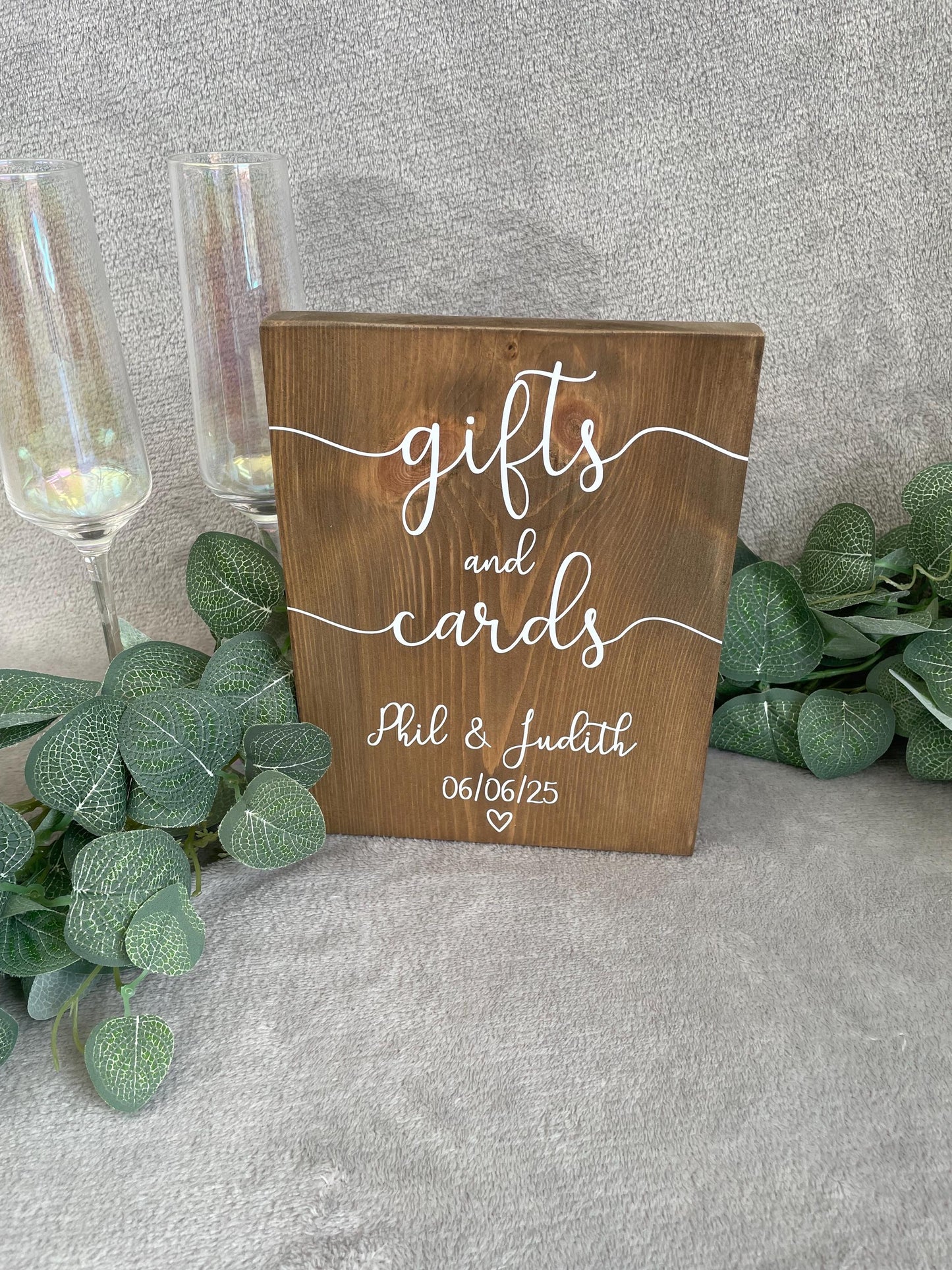 Wooden RUSTIC cards & gifts sign, Freestanding wedding reception table decor.