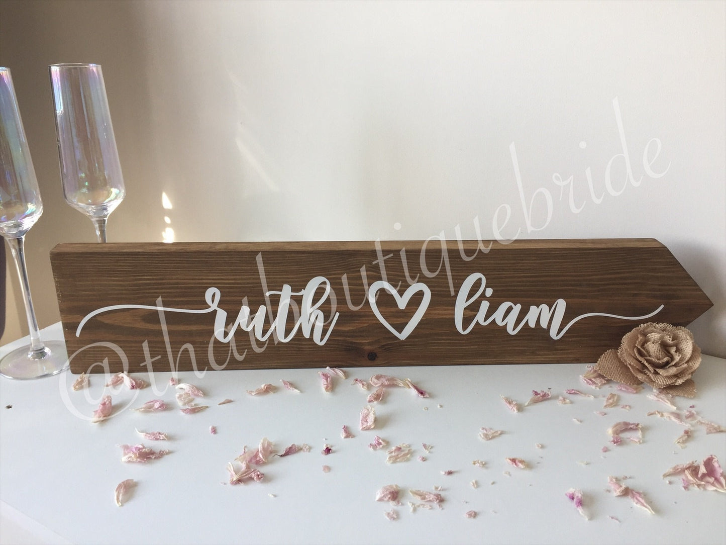 Personalised, RUSTIC wooden event direction sign.