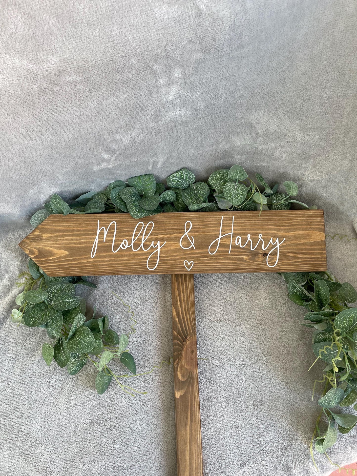 Personalised, RUSTIC wooden event direction sign.