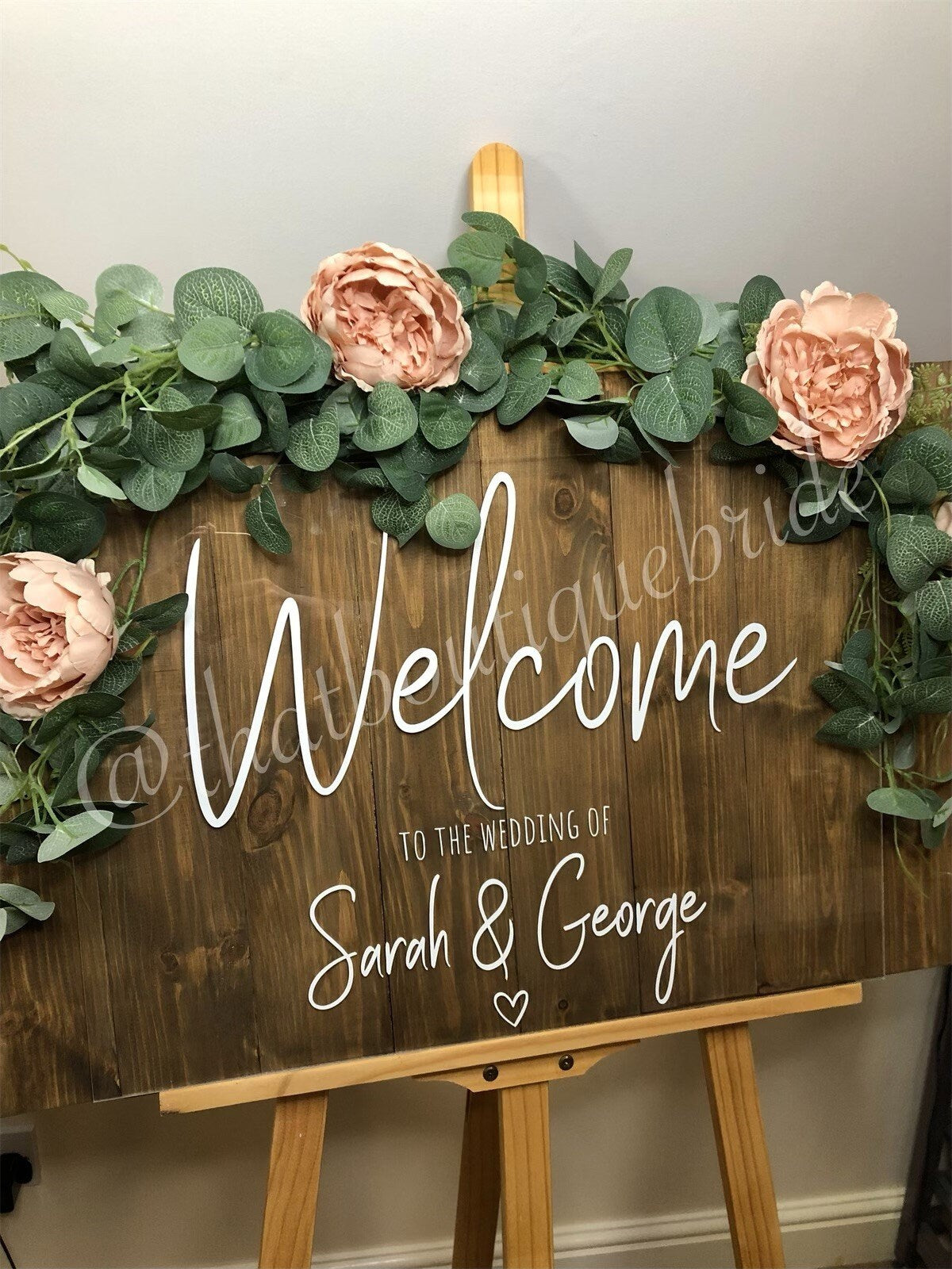 Wooden Wedding welcome sign, wedding reception decor.
