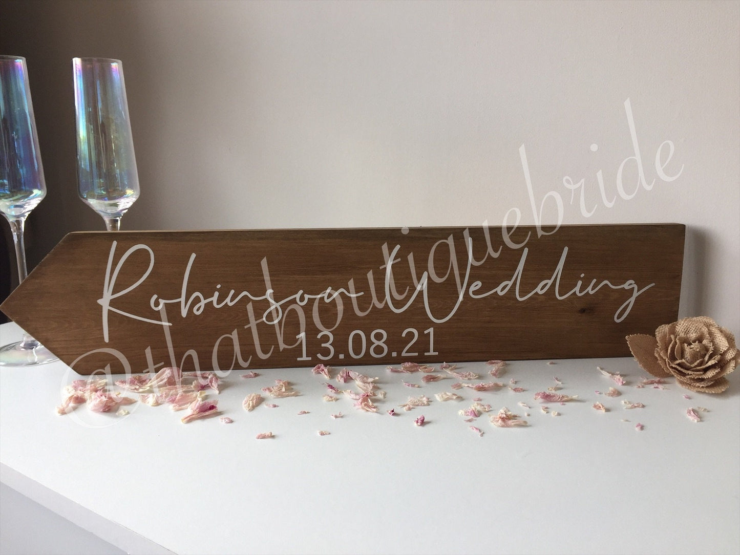 Personalised RUSTIC Wooden event direction sign.