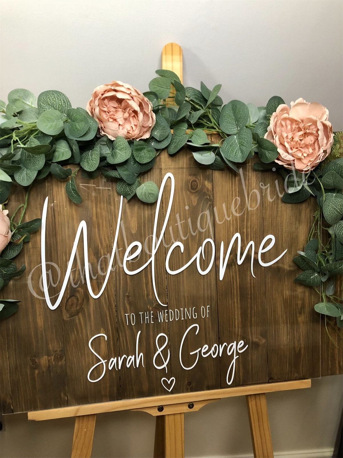 Wooden Wedding welcome sign, wedding reception decor.