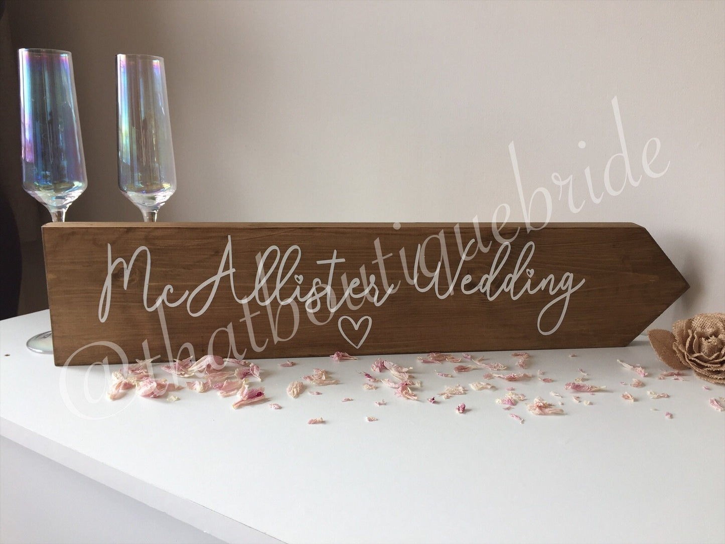 Personalised, RUSTIC wooden event direction sign.