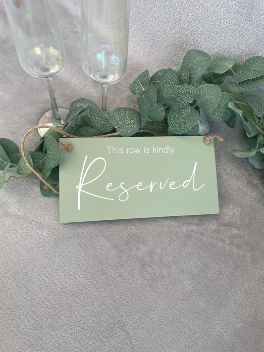 Wooden SAGE reserved chair sign, seat & pew sign, wedding ceremony decor.