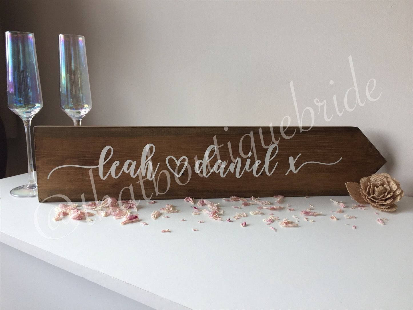 Personalised, RUSTIC wooden event direction sign.