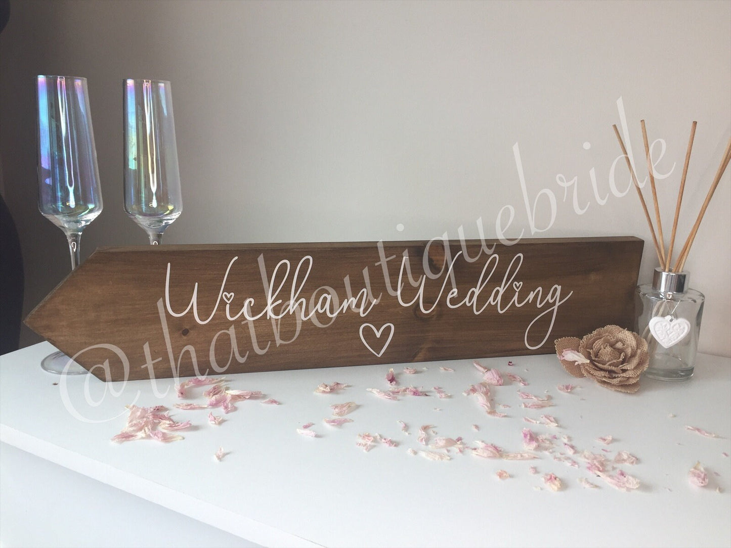 Personalised, RUSTIC wooden event direction sign.