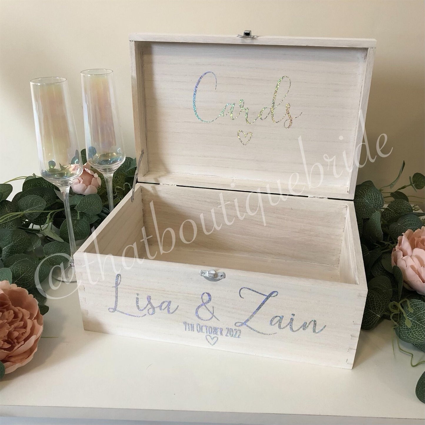 Personalised WHITE wood wedding card box, Wedding memory box, Wedding keepsake box, Wooden Wedding box, white wedding post box