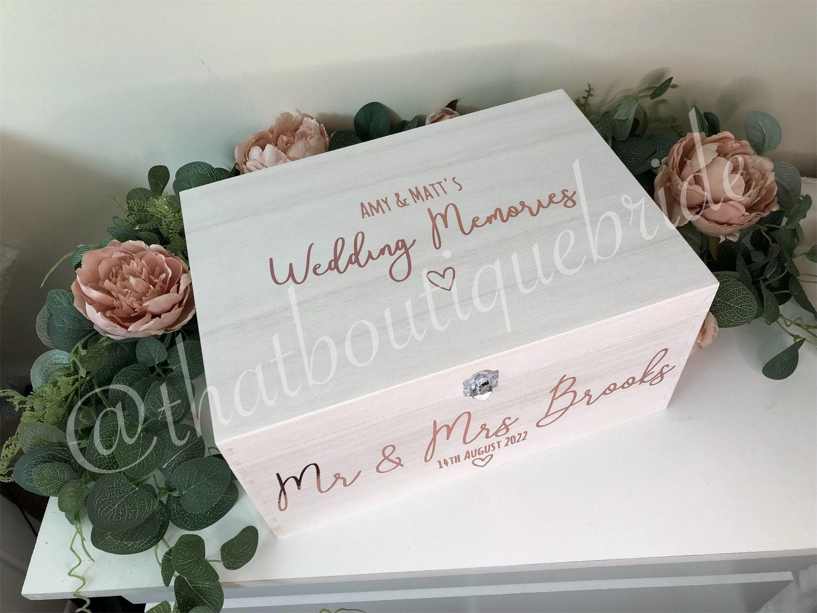 Personalised WHITE wooden wedding card box, Wedding memory box, Wedding keepsake box, Wooden Wedding box, white wedding post box