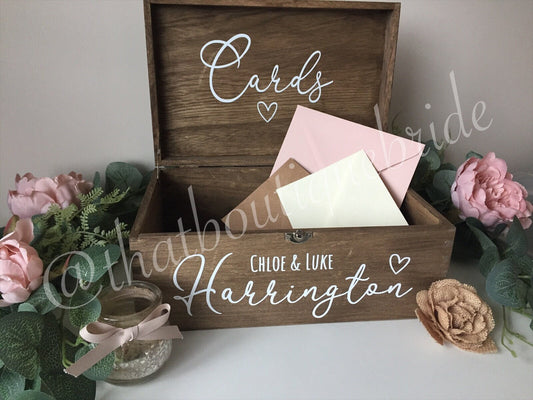 Personalised RUSTIC wedding card box, Wedding memory box, Wedding keepsake box, Wooden Wedding box, rustic wedding post box