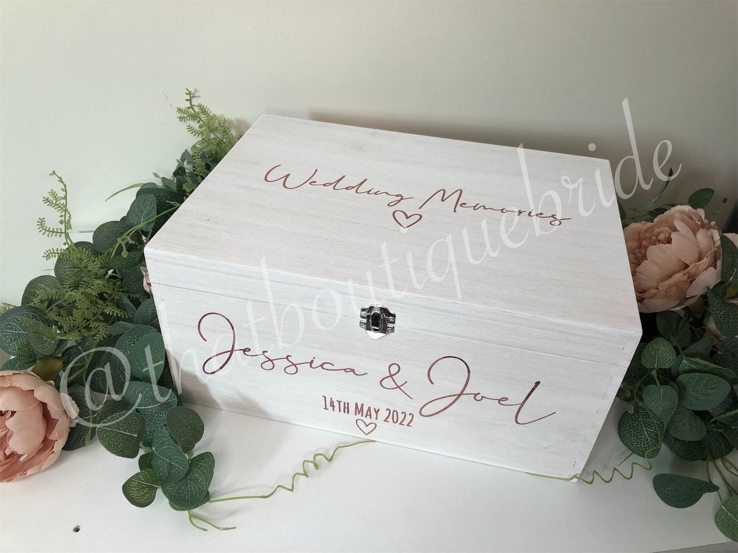 Personalised WHITE wooden wedding card box, Wedding memory box, Wedding keepsake box, Wooden Wedding box, white wedding post box