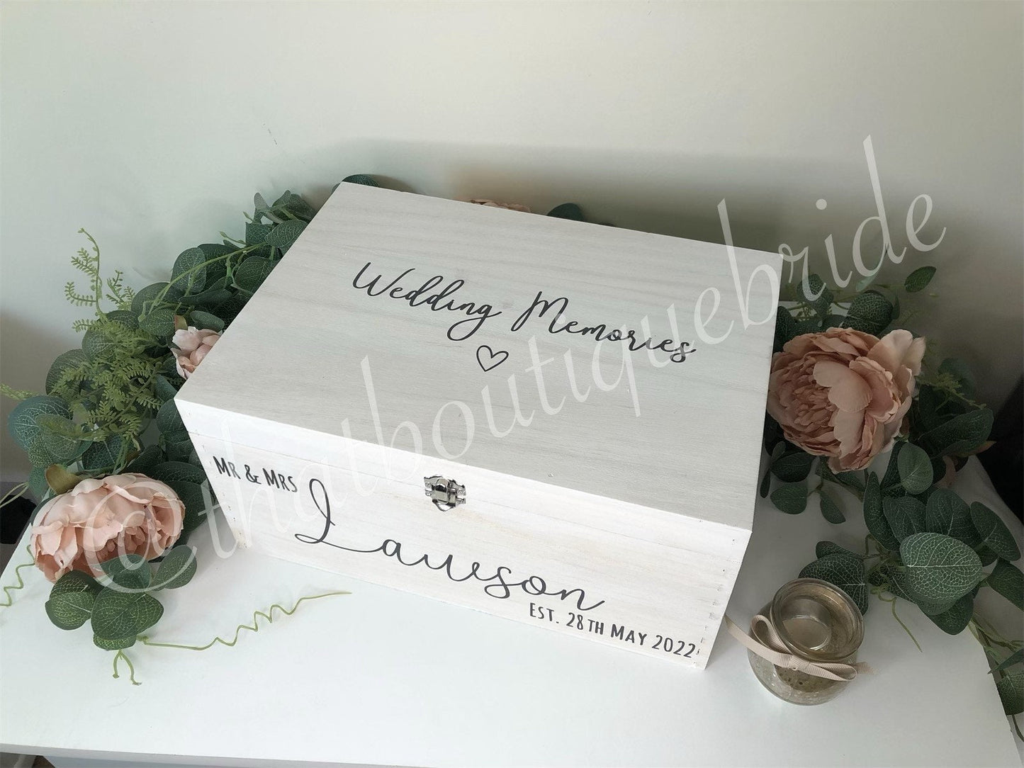 Personalised WHITE wooden wedding card box, Wedding memory box, Wedding keepsake box, Wooden Wedding box, white wedding post box