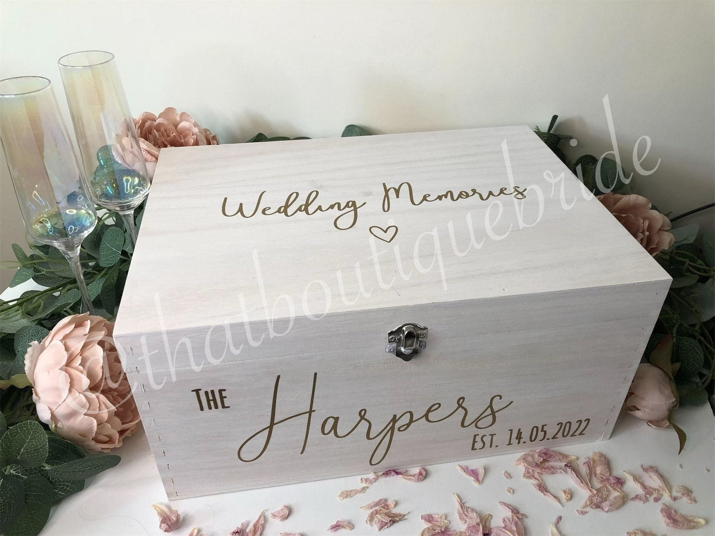 Personalised WHITE wooden wedding card box, Wedding memory box, Wedding keepsake box, Wooden Wedding box, white wedding post box