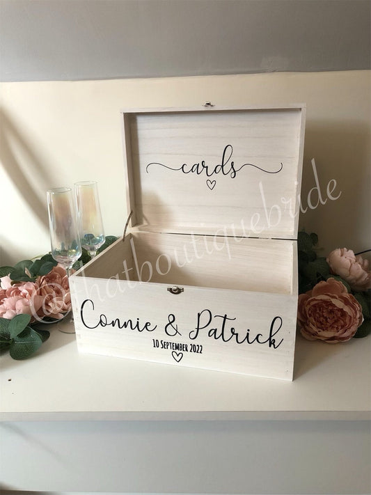 Personalised WHITE wedding card box, Wedding memory box, Wedding keepsake box, Wooden Wedding box, white wedding post box