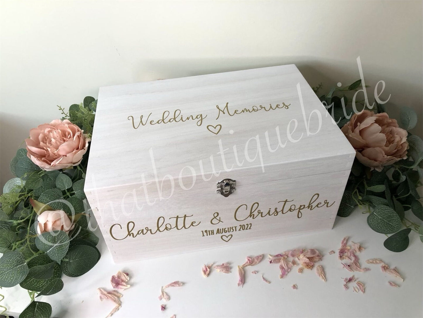 Personalised WHITE wood wedding card box, Wedding memory box, Wedding keepsake box, Wooden Wedding box, white wedding post box