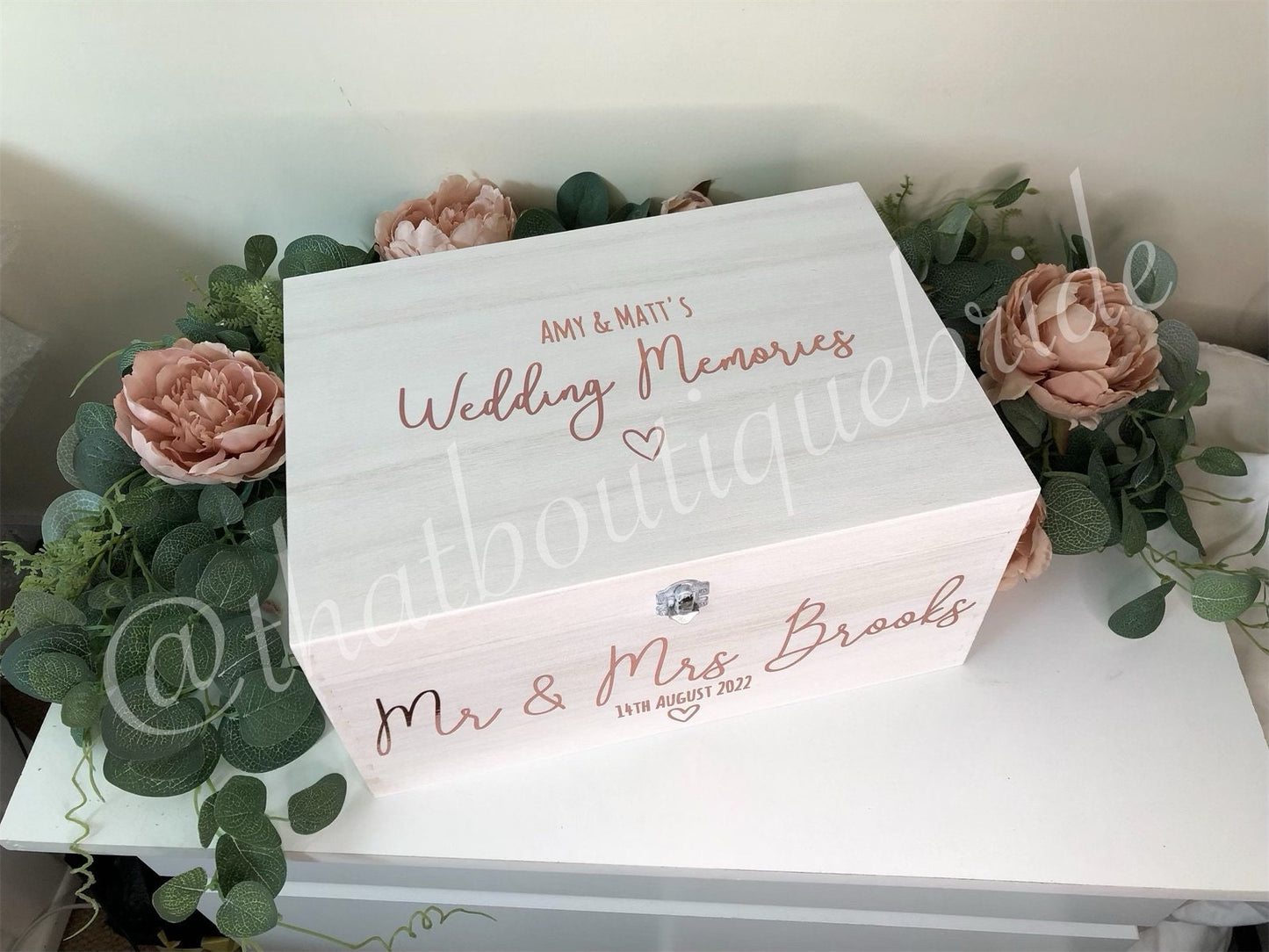 Personalised WHITE wooden wedding card box, Wedding memory box, Wedding keepsake box, Wooden Wedding box, white wedding post box