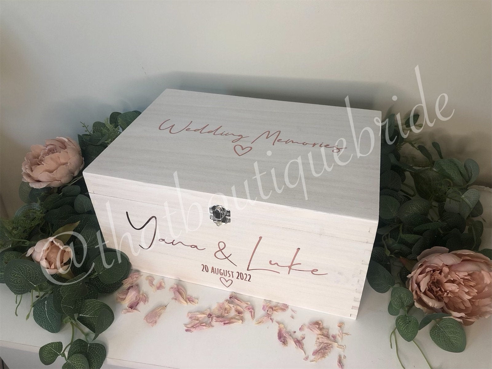 Personalised WHITE wooden wedding card box, Wedding memory box, Wedding keepsake box, Wooden Wedding box, white wedding post box