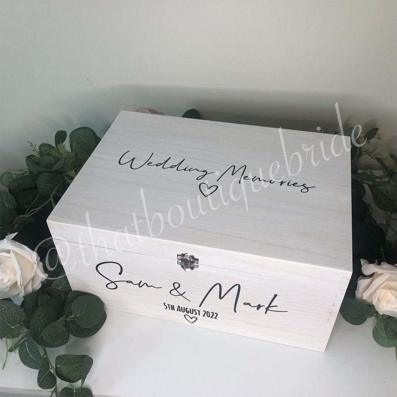 Personalised WHITE wooden wedding card box, Wedding memory box, Wedding keepsake box, Wooden Wedding box, white wedding post box