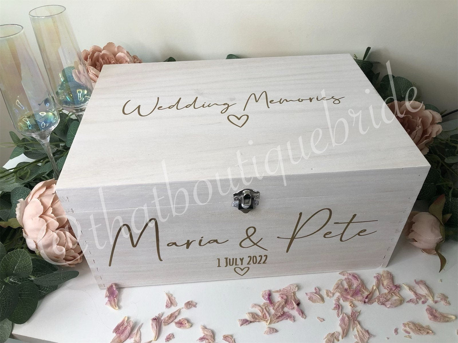 Personalised WHITE wooden wedding card box, Wedding memory box, Wedding keepsake box, Wooden Wedding box, white wedding post box