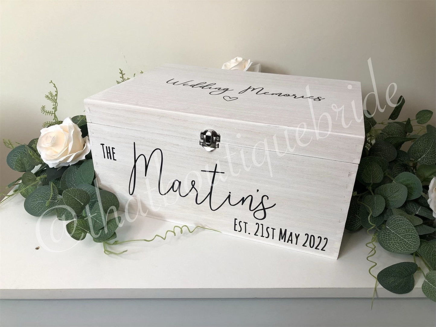 Personalised WHITE wooden wedding card box, Wedding memory box, Wedding keepsake box, Wooden Wedding box, white wedding post box