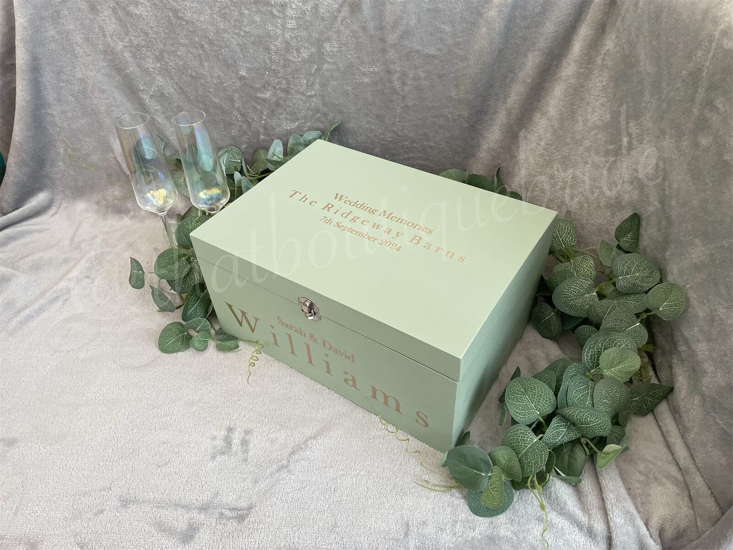 Personalised SAGE wedding card box, Wedding memory box, Wedding keepsake box, Wooden Wedding box, sage wedding post box