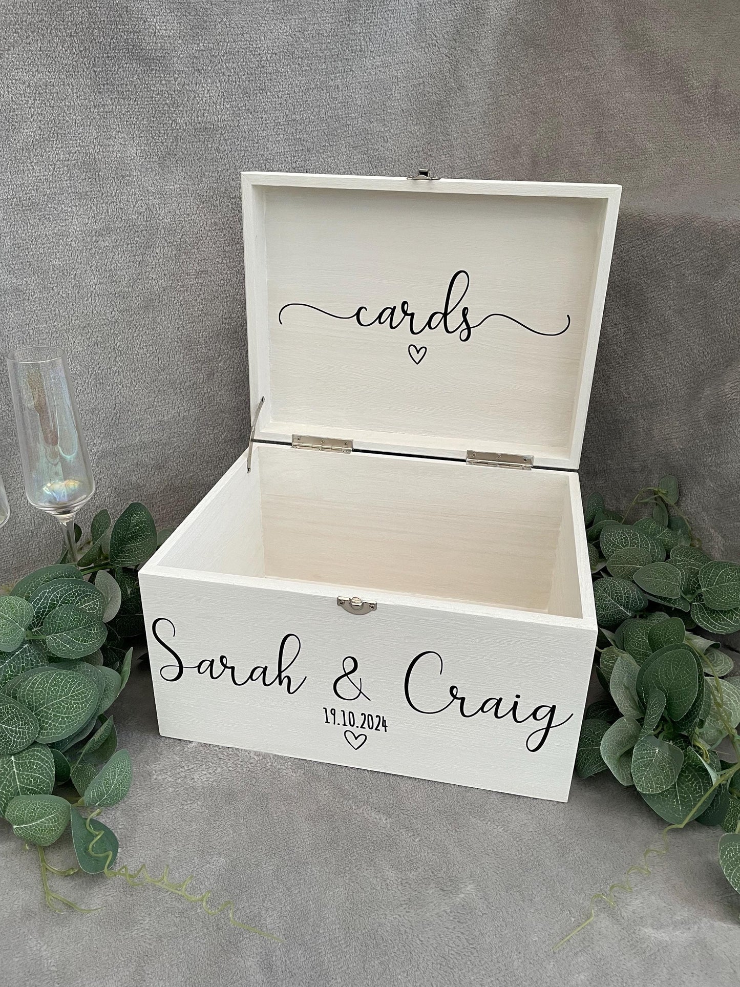 Personalised WHITE wedding card box, Wedding memory box, Wedding keepsake box, Wooden Wedding box, white wedding post box