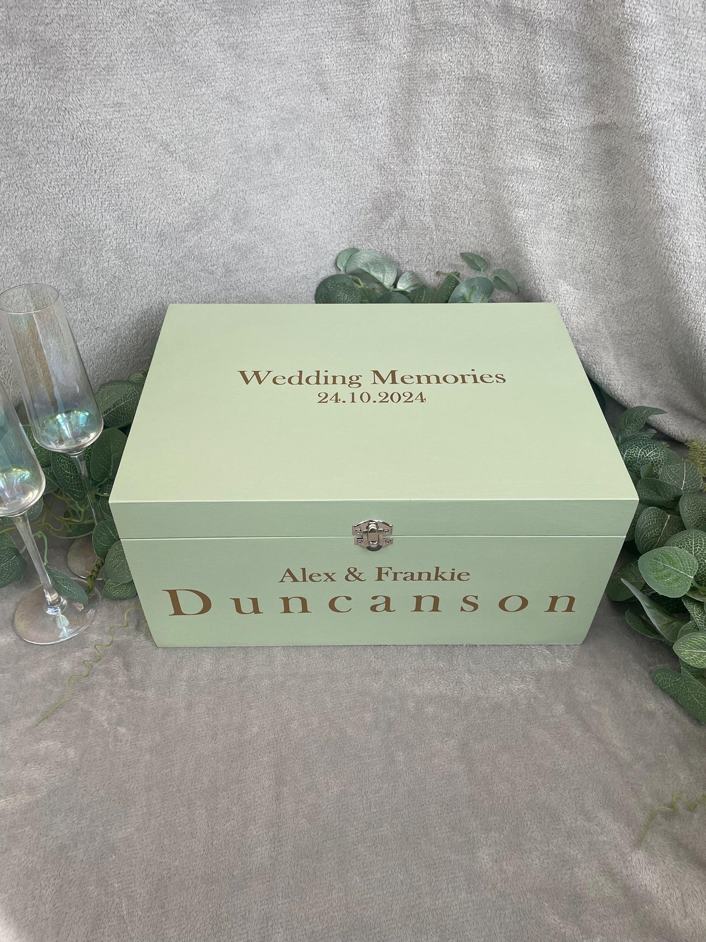 Personalised SAGE wedding card box, Wedding memory box, Wedding keepsake box, Wooden Wedding box, sage wedding post box