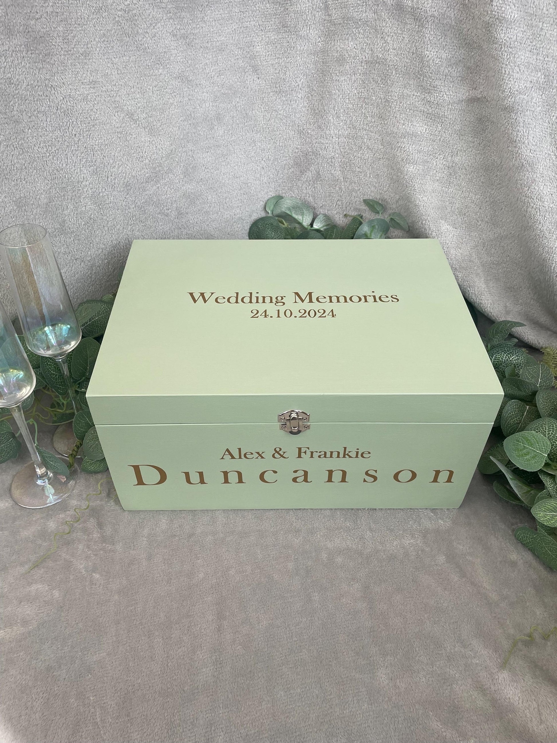 Personalised SAGE wedding card box, Wedding memory box, Wedding keepsake box, Wooden Wedding box, sage wedding post box