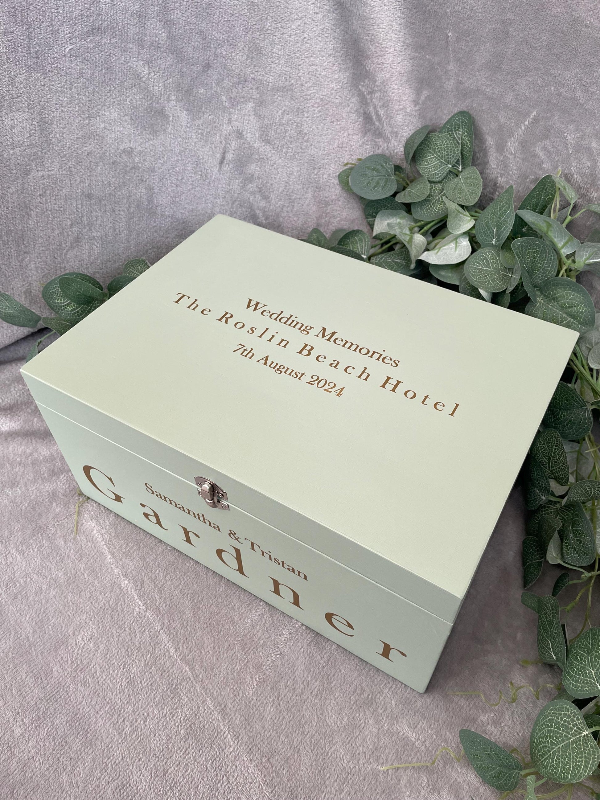 Personalised SAGE wedding card box, Wedding memory box, Wedding keepsake box, Wooden Wedding box, sage wedding post box
