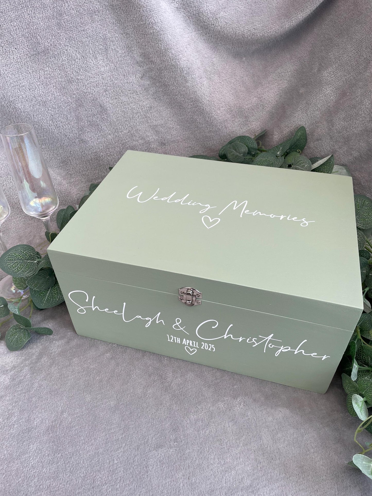 Personalised SAGE wedding card box, Wedding memory box, Wedding keepsake box, Wooden Wedding box, sage wedding post box