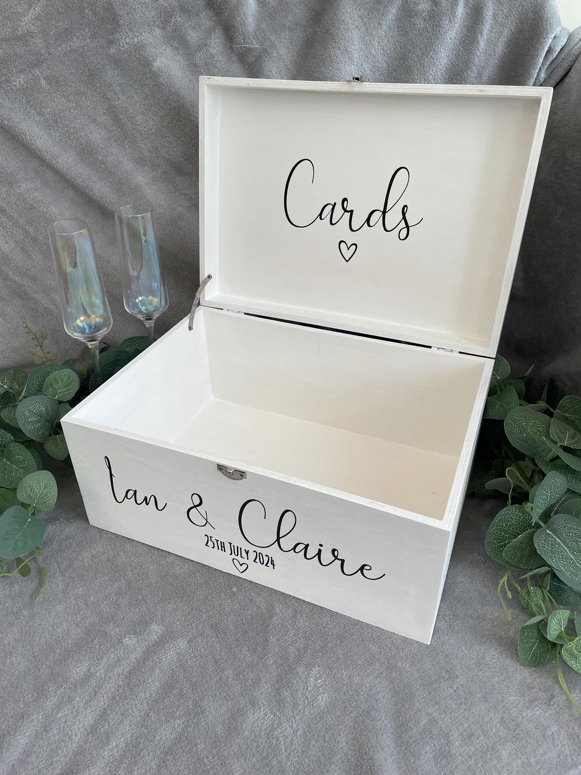 Personalised WHITE wood wedding card box, Wedding memory box, Wedding keepsake box, Wooden Wedding box, white wedding post box